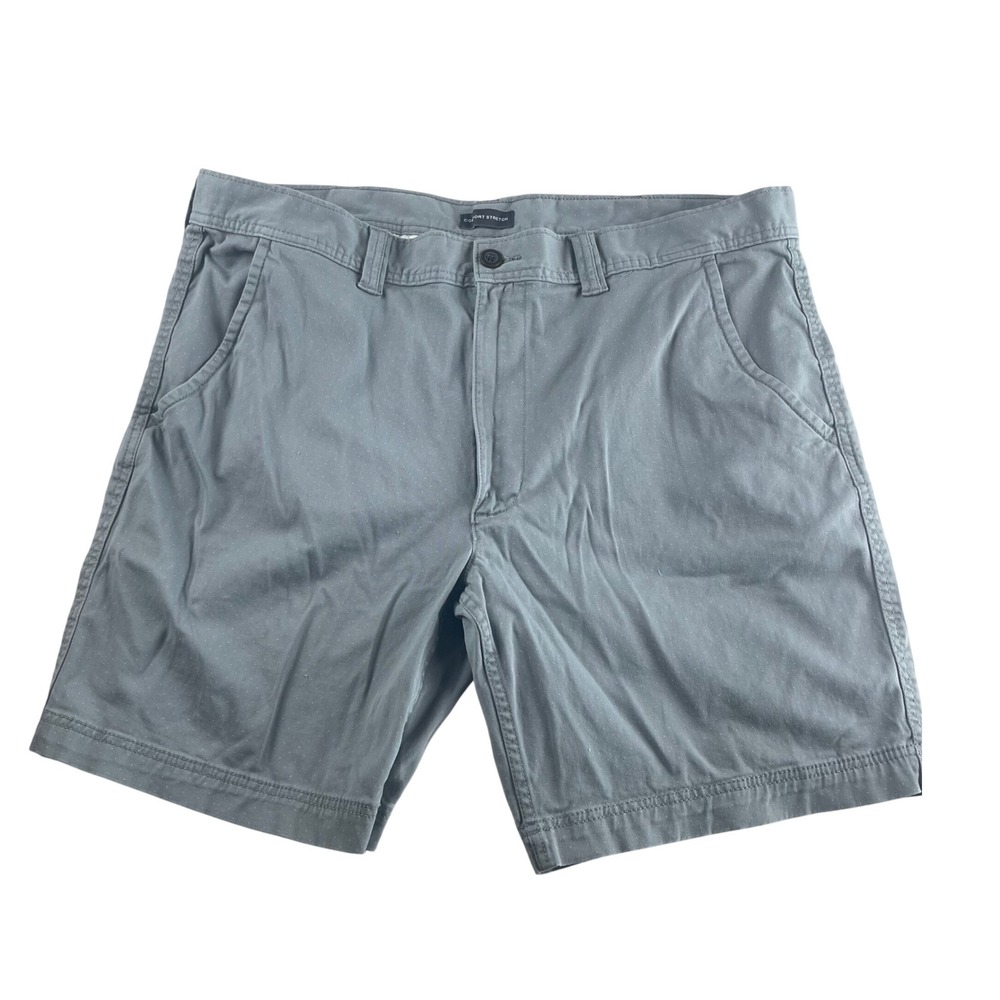 St. Johns Bay Mens Grey Comfort Stretch Micro Dot Chino Shorts Size 40 9 Inseam